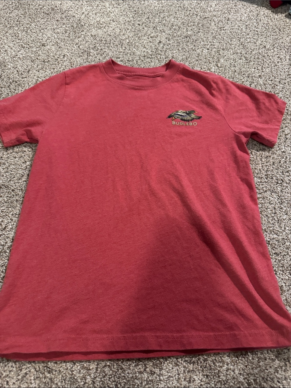 BURLEBO Men's Short Sleeve Tee in Coral Red with Fish Logo